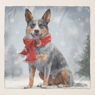 Australian Cattle Dog in Snow Christmas Scarf
