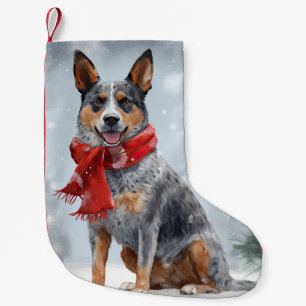 Australian Cattle Dog in Snow Christmas  Small Christmas Stocking