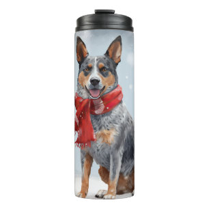 Australian Cattle Dog in Snow Christmas Thermal Tumbler