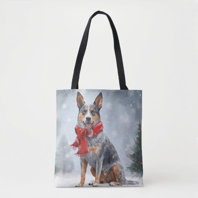 Australian Cattle Dog in Snow Christmas  Tote Bag (Front)