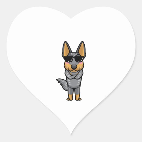 Australian Cattle Dog Kawaii Emoticon Heart Sticker