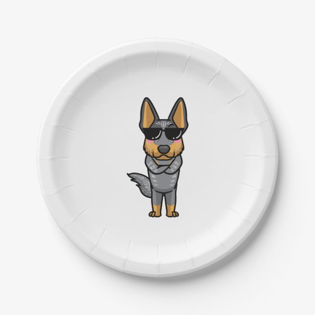 Australian Cattle Dog Kawaii Emoticon Paper Plates (Front)