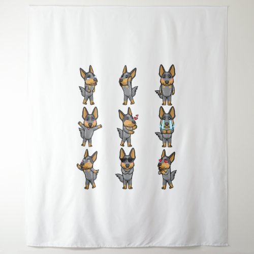 Australian Cattle Dog Kawaii Emoticon Tapestry