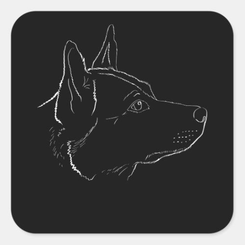 Australian Cattle Dog   Line Art  Gift Idea Square Sticker