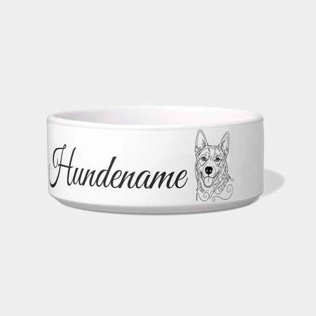 Australian Cattle Dog Line Art personalized bowl (Front)