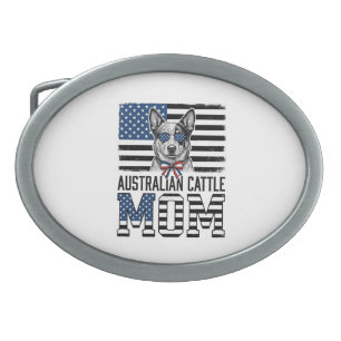 Australian Cattle Dog Mom Patriotic Vintage Shirt_ Belt Buckle