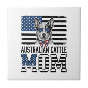 Australian Cattle Dog Mom Patriotic Vintage Shirt_ Ceramic Tile