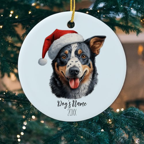 Australian Cattle Dog Monogram Name Cute Christmas Ceramic Ornament