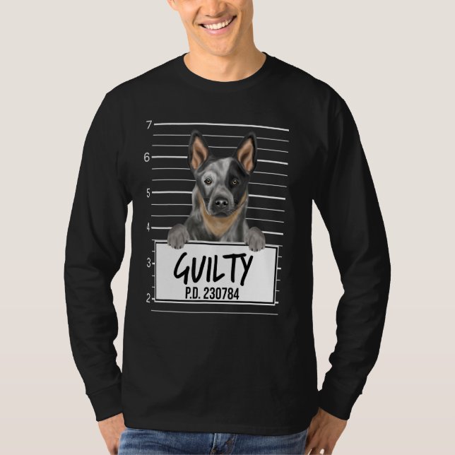 Australian Cattle Dog Mugshot Guilty Dog T-Shirt (Front)