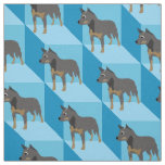 Australian Cattle Dog on Blue Cubes Fabric