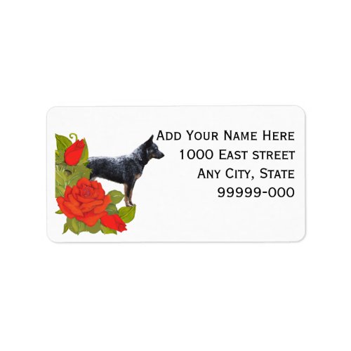 Australian Cattle Dog on Red Roses Address Label