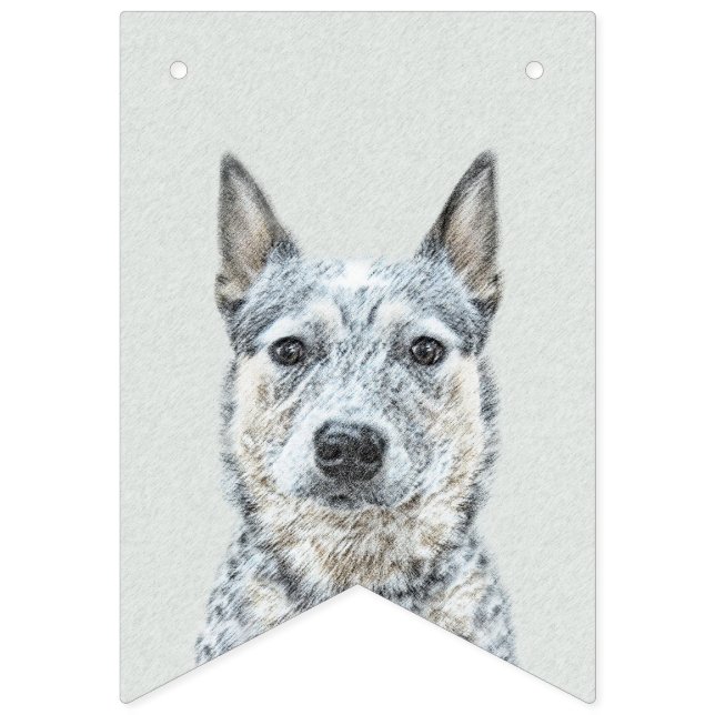 Australian Cattle Dog Painting - Cute Original Art Bunting Flags (First Flag)