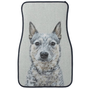Australian Cattle Dog Painting - Cute Original Art Car Floor Mat