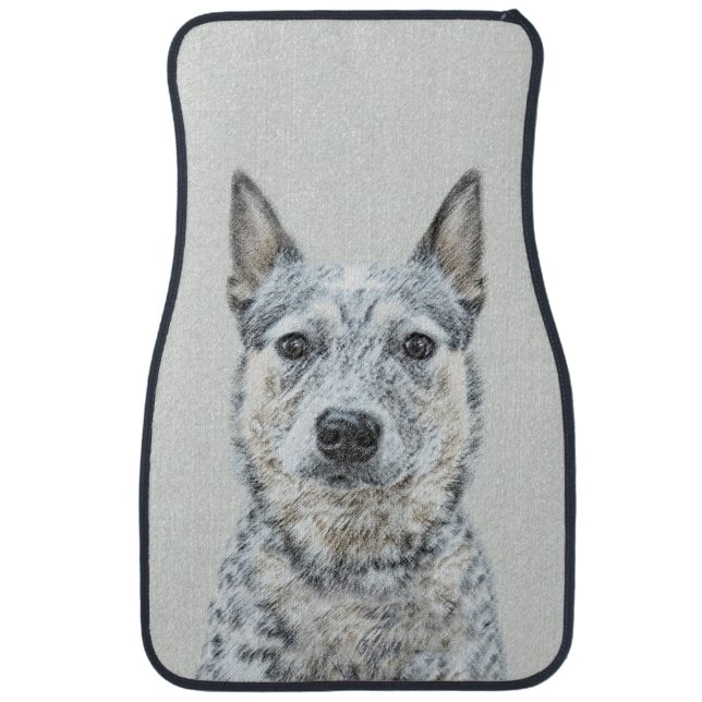 Australian Cattle Dog Painting - Cute Original Art Car Floor Mat (Front)