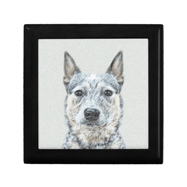 Australian Cattle Dog Painting - Cute Original Art Gift Box (Front)