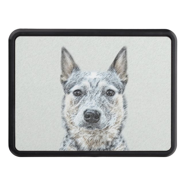 Australian Cattle Dog Painting - Cute Original Art Hitch Cover (Front)