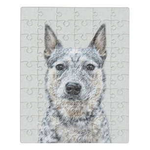 Australian Cattle Dog Painting - Cute Original Art Jigsaw Puzzle