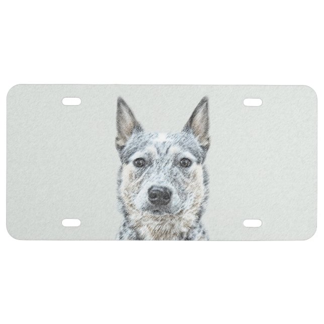 Australian Cattle Dog Painting - Cute Original Art License Plate (Front)