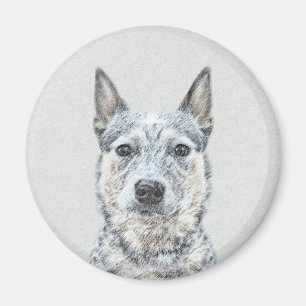 Australian Cattle Dog Painting - Cute Original Art Magnet