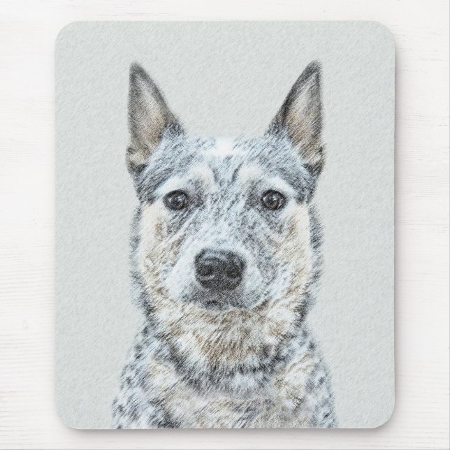 Australian Cattle Dog Painting - Cute Original Art Mouse Pad (Front)