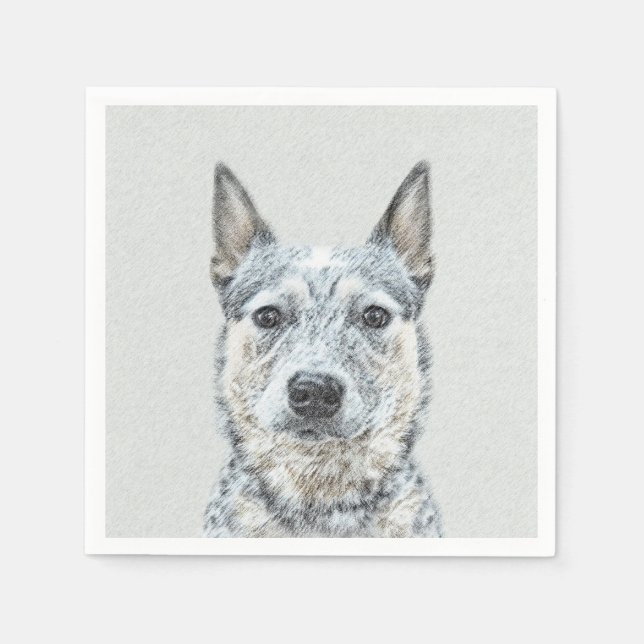Australian Cattle Dog Painting - Cute Original Art Napkins (Front)