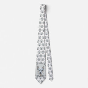 Australian Cattle Dog Painting - Cute Original Art Neck Tie