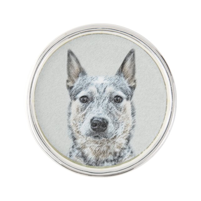 Australian Cattle Dog Painting - Cute Original Art Pin (Front)