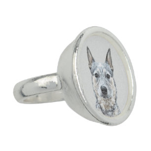 Australian Cattle Dog Painting - Cute Original Art Ring