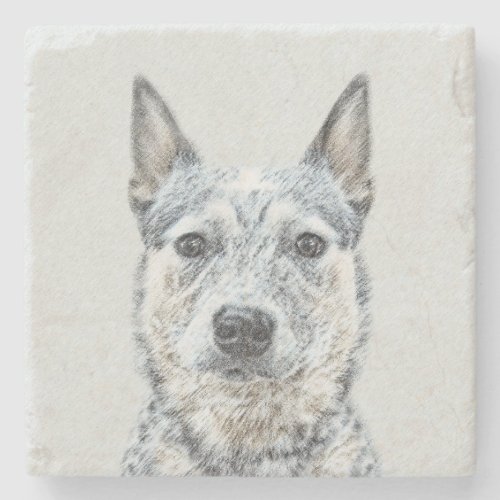 Australian Cattle Dog Painting _ Cute Original Art Stone Coaster