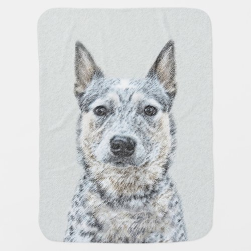 Australian Cattle Dog Painting _ Cute Original Art Swaddle Blanket