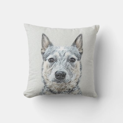 Australian Cattle Dog Painting _ Cute Original Art Throw Pillow