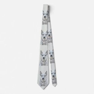Australian Cattle Dog Painting - Cute Original Art Tie