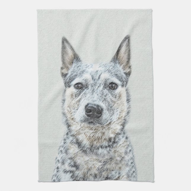 Australian Cattle Dog Painting - Cute Original Art Towel (Vertical)