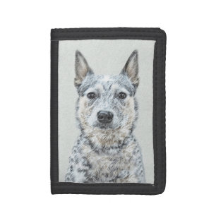 Australian Cattle Dog Painting - Cute Original Art Trifold Wallet