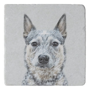 Australian Cattle Dog Painting - Cute Original Art Trivet