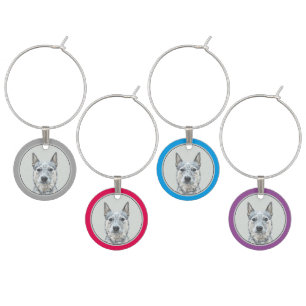 Australian Cattle Dog Painting - Cute Original Art Wine Charm