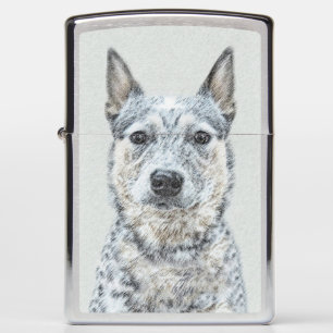 Australian Cattle Dog Painting - Cute Original Art Zippo Lighter