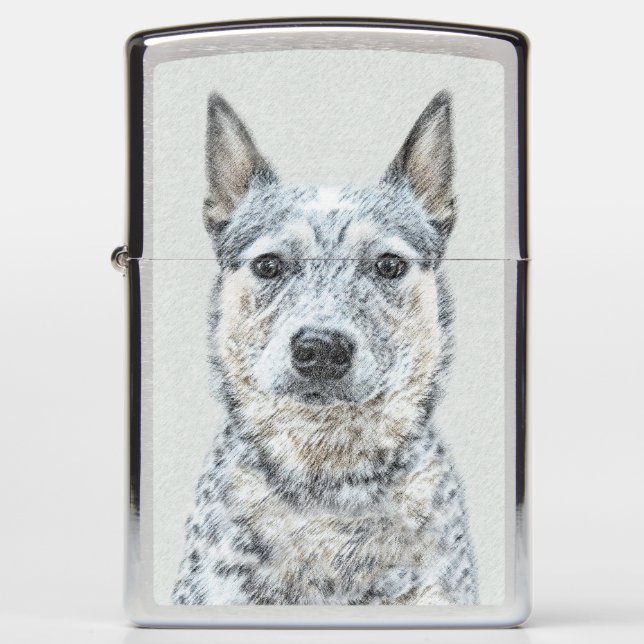 Australian Cattle Dog Painting - Cute Original Art Zippo Lighter (Front)