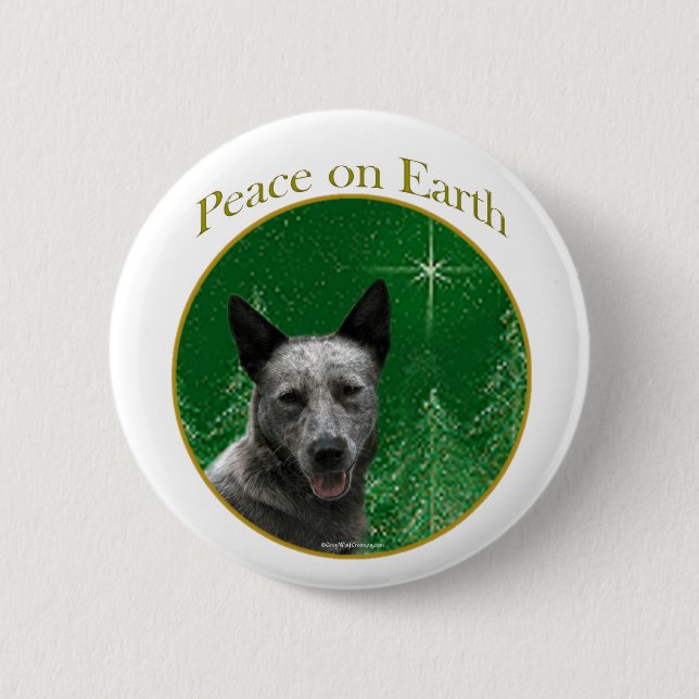 Australian Cattle Dog Peace Pinback Button (Front)