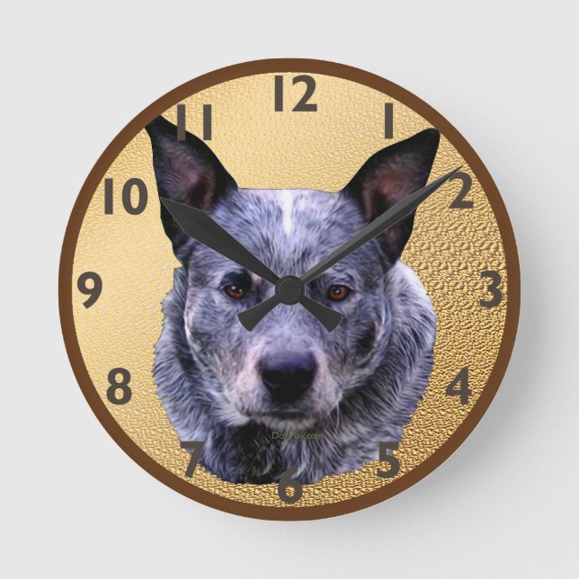 Australian Cattle Dog Portrait Round Clock (Front)