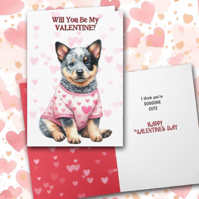 Australian Cattle Dog Puppy in Sweater Valentine Holiday Card (Creator Uploaded)
