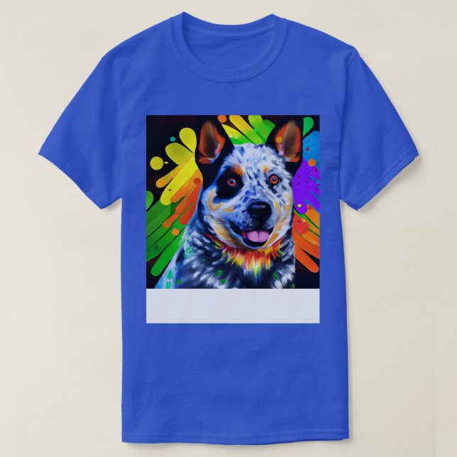 Australian Cattle Dog Rainbow Painting T-Shirt (Design Front)