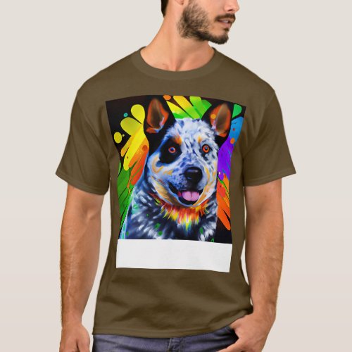 Australian Cattle Dog Rainbow Painting T_Shirt