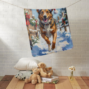 Australian Cattle Dog Red Heeler Christmas Baby Blanket