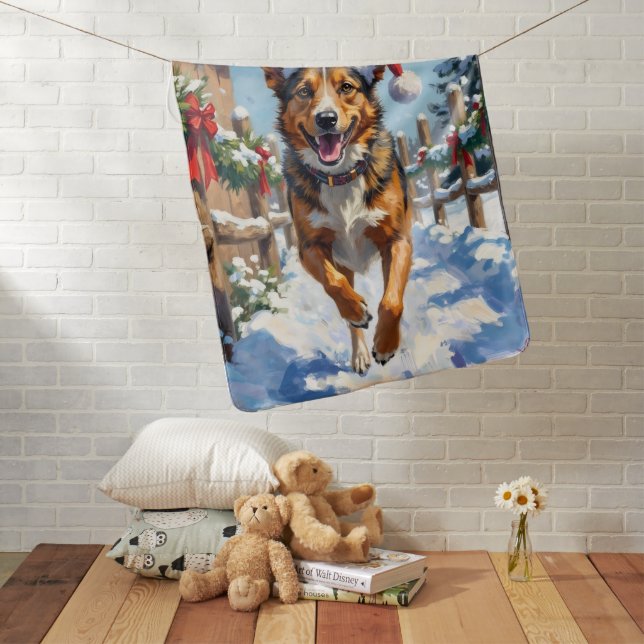 Australian Cattle Dog Red Heeler Christmas Baby Blanket (In Situ)