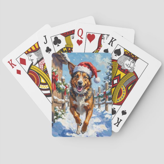 Australian Cattle Dog Red Heeler Christmas Poker Cards (Back)