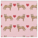 australian cattle dog  red heeler love pink hearts fabric
