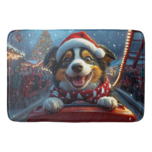 Australian Cattle Dog Roller Coaster Christmas Bath Mat
