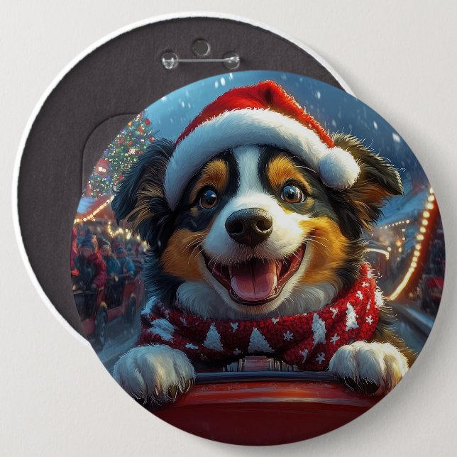 Australian Cattle Dog Roller Coaster Christmas Button (Front & Back)