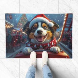 Australian Cattle Dog Roller Coaster Christmas Doormat
